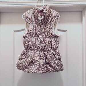 Beverly Hills Princess Girls Cheetah Print Puffy Vest-Size 7-8-Pockets-Tan/Cream